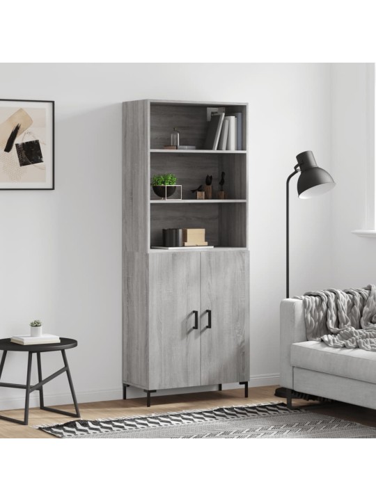 Augstais skapis, pelēks, 69,5x34x180 cm, inženierijas koks