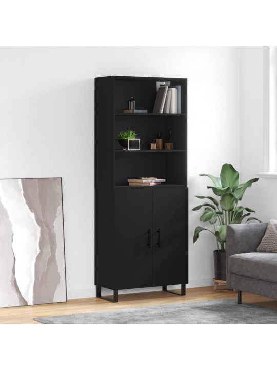 Augstais skapis, melns, 69,5x34x180 cm, inženierijas koks