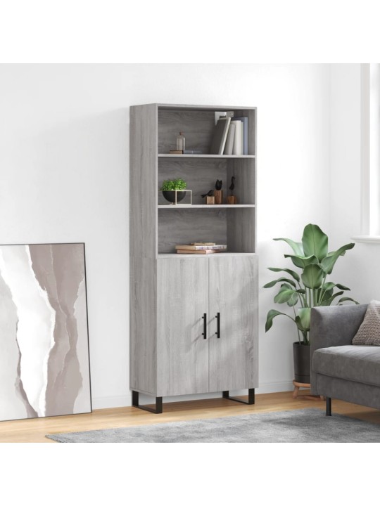 Augstais skapis, pelēks, 69,5x34x180 cm, inženierijas koks