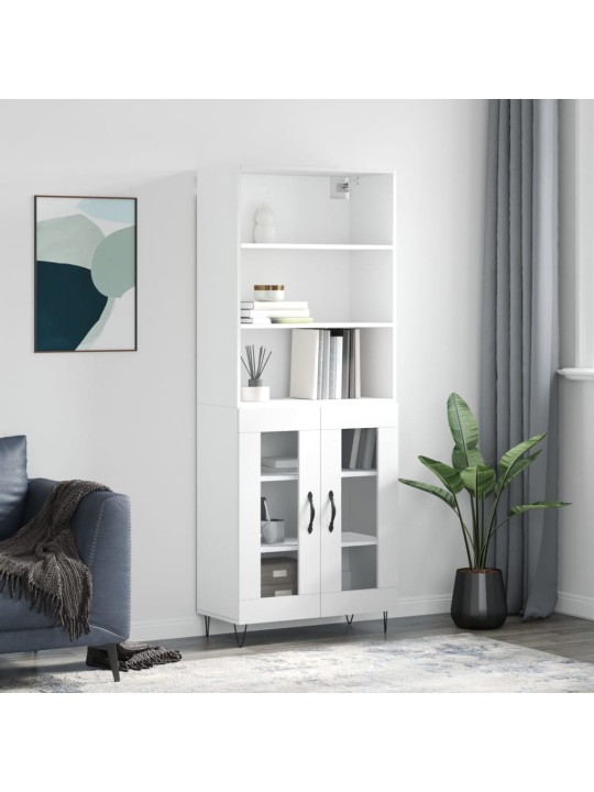 Augstais skapis, balts, 69,5x34x180 cm, inženierijas koks