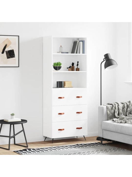 Augstais skapis, balts, 69,5x34x180 cm, inženierijas koks