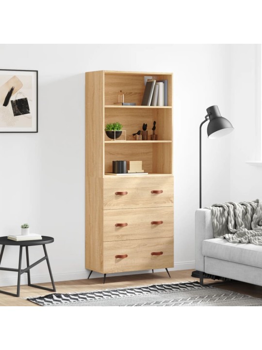 Augstais skapis, ozolkoka, 69,5x34x180 cm, inženierijas koks