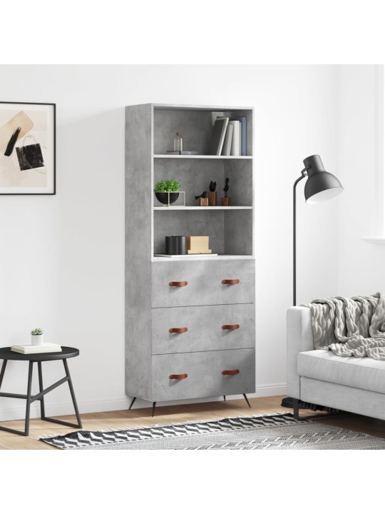 Augstais skapis, pelēks, 69,5x34x180 cm, inženierijas koks