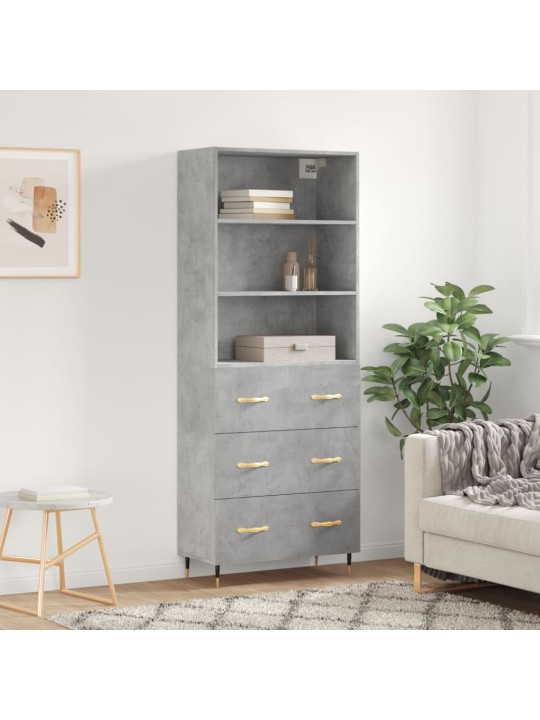 Augstais skapis, pelēks, 69,5x34x180 cm, inženierijas koks