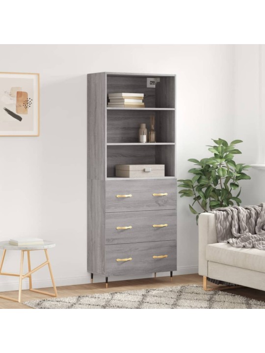 Augstais skapis, pelēks, 69,5x34x180 cm, inženierijas koks