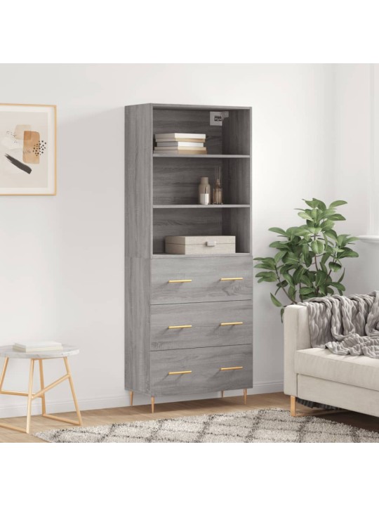 Augstais skapis, pelēks, 69,5x34x180 cm, inženierijas koks