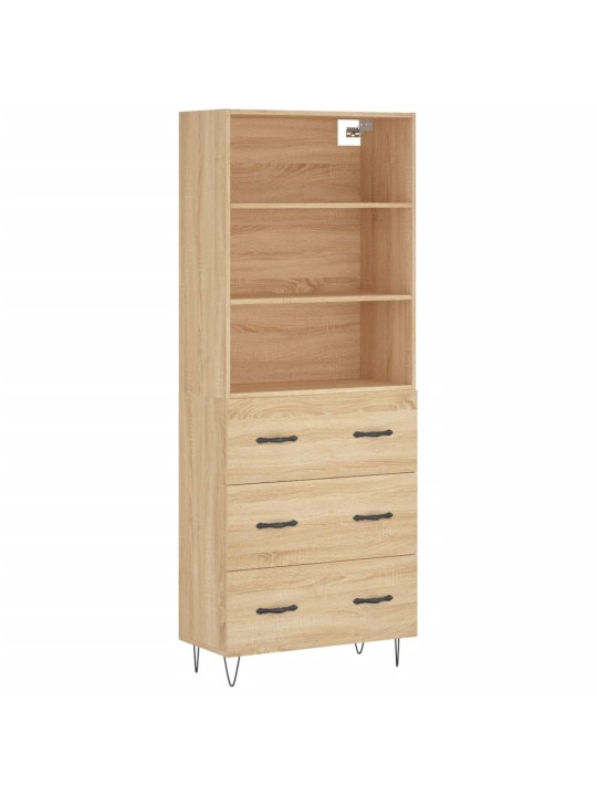 Augstais skapis, ozolkoka, 69,5x34x180 cm, inženierijas koks