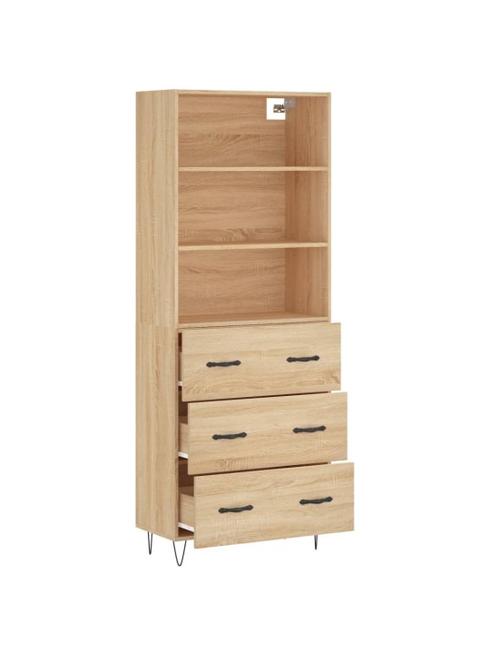 Augstais skapis, ozolkoka, 69,5x34x180 cm, inženierijas koks