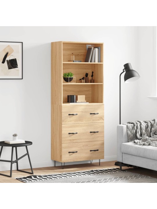Augstais skapis, ozolkoka, 69,5x34x180 cm, inženierijas koks