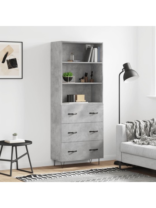 Augstais skapis, pelēks, 69,5x34x180 cm, inženierijas koks