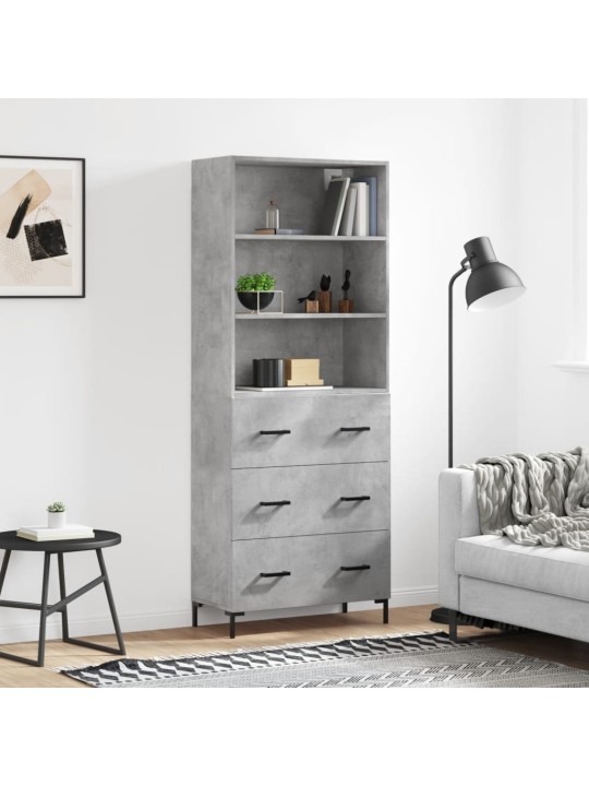 Augstais skapis, pelēks, 69,5x34x180 cm, inženierijas koks