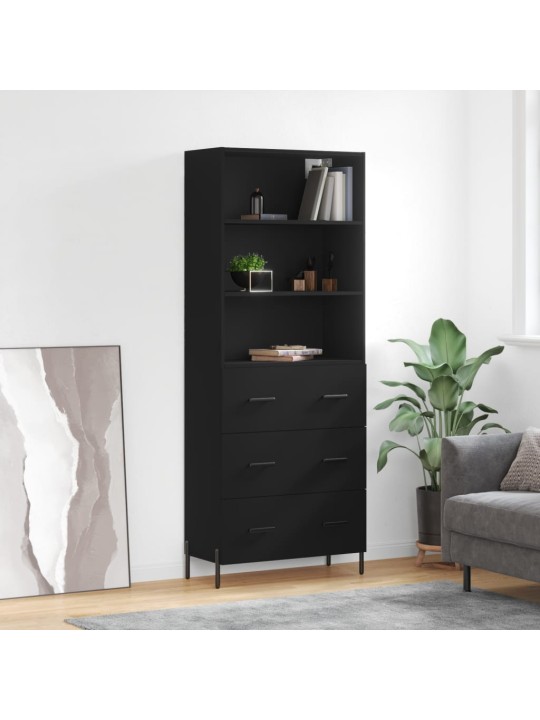 Augstais skapis, melns, 69,5x34x180 cm, inženierijas koks