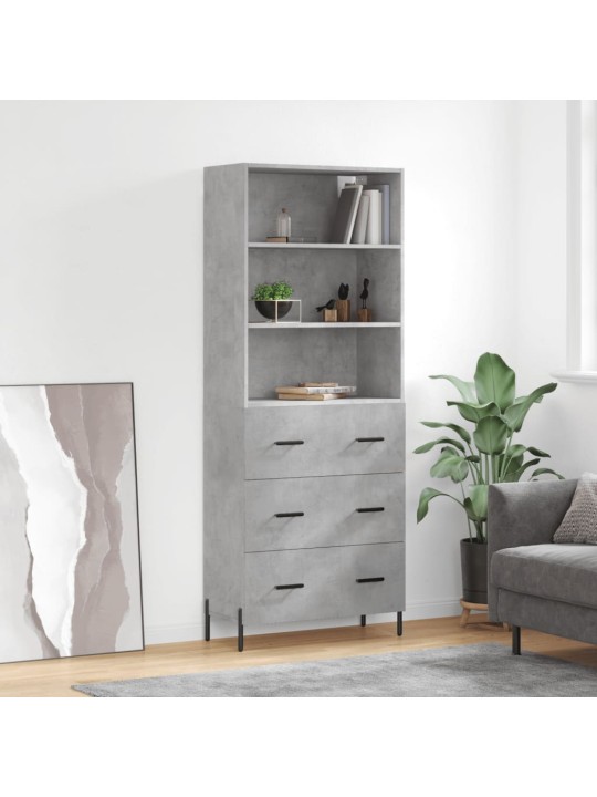 Augstais skapis, pelēks, 69,5x34x180 cm, inženierijas koks