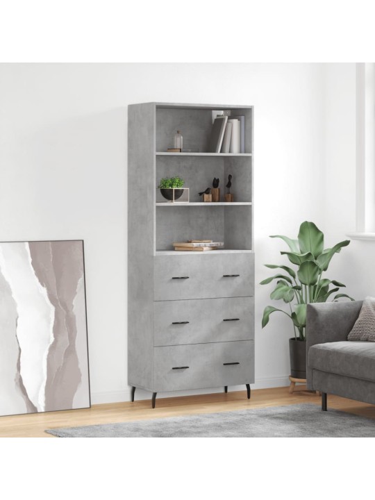 Augstais skapis, pelēks, 69,5x34x180 cm, inženierijas koks