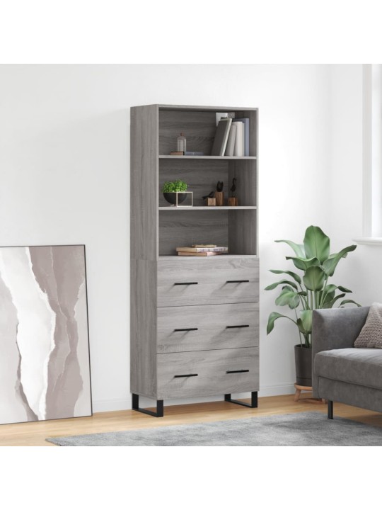 Augstais skapis, pelēks, 69,5x34x180 cm, inženierijas koks