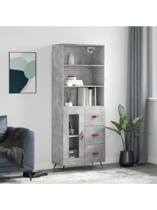 Augstais skapis, pelēks, 69,5x34x180 cm, inženierijas koks
