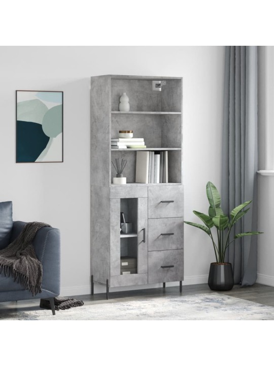 Augstais skapis, pelēks, 69,5x34x180 cm, inženierijas koks