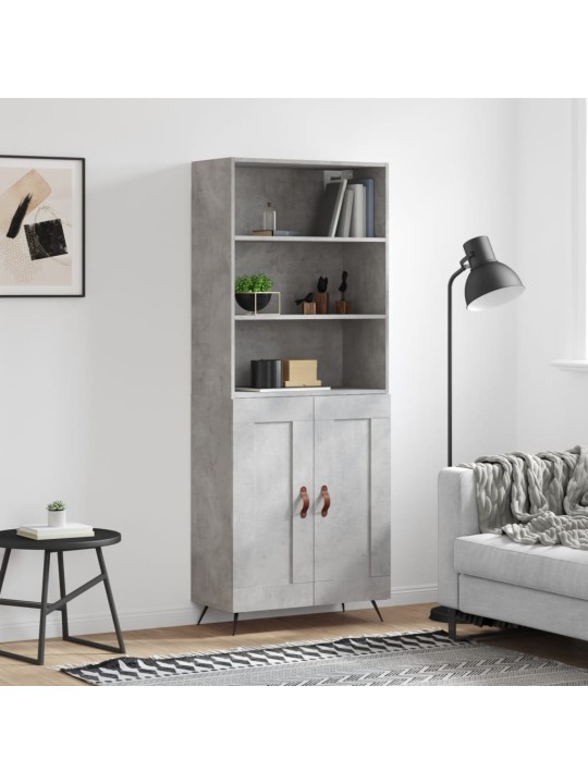 Augstais skapis, pelēks, 69,5x34x180 cm, inženierijas koks