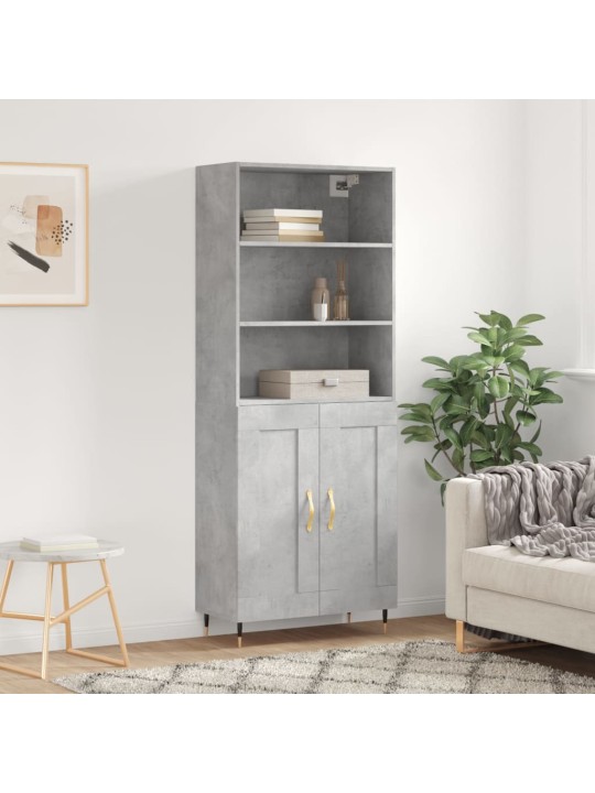 Augstais skapis, pelēks, 69,5x34x180 cm, inženierijas koks