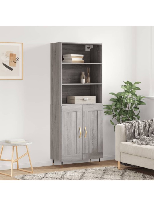 Augstais skapis, pelēks, 69,5x34x180 cm, inženierijas koks