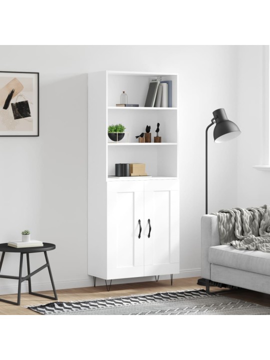 Augstais skapis, balts, 69,5x34x180 cm, inženierijas koks
