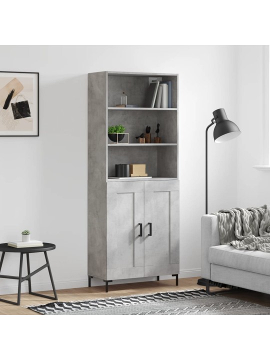 Augstais skapis, pelēks, 69,5x34x180 cm, inženierijas koks