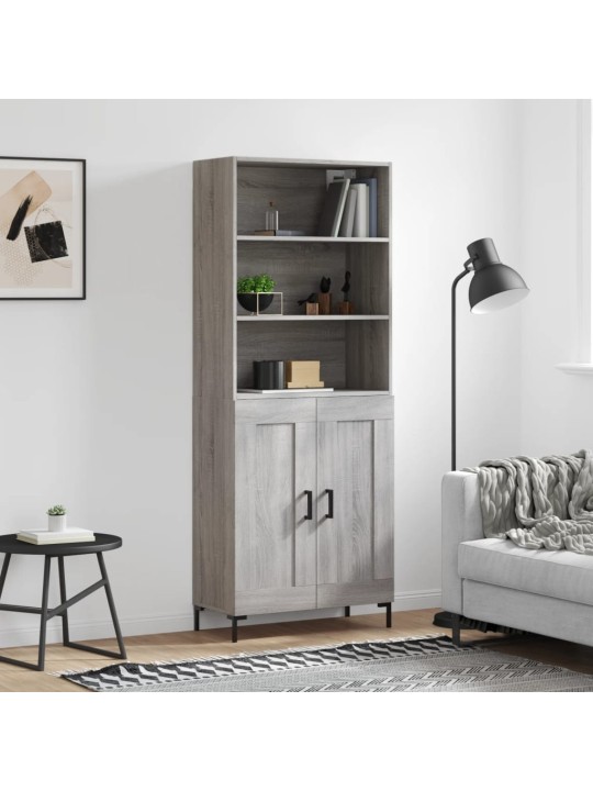 Augstais skapis, pelēks, 69,5x34x180 cm, inženierijas koks