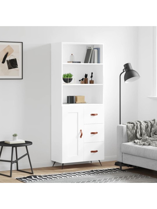 Augstais skapis, balts, 69,5x34x180 cm, inženierijas koks