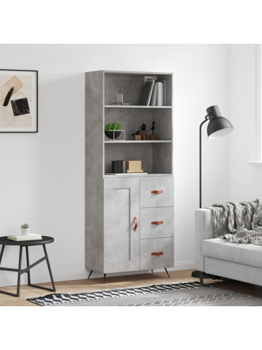 Augstais skapis, pelēks, 69,5x34x180 cm, inženierijas koks