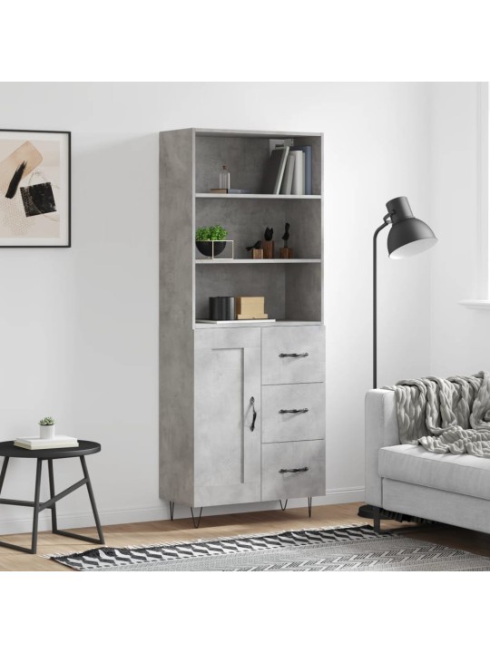 Augstais skapis, pelēks, 69,5x34x180 cm, inženierijas koks