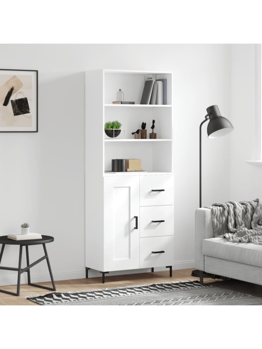 Augstais skapis, balts, 69,5x34x180 cm, inženierijas koks
