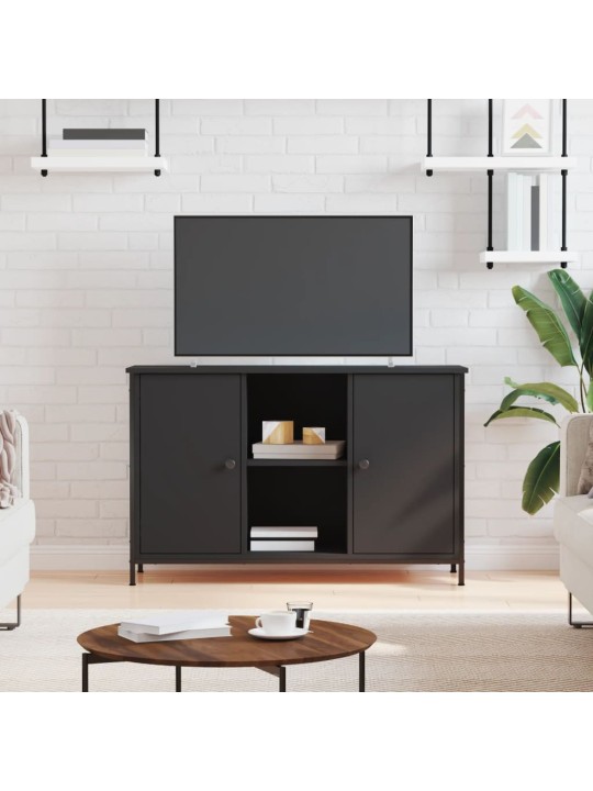 Tv skapītis, melns, 100x35x65 cm, inženierijas koks