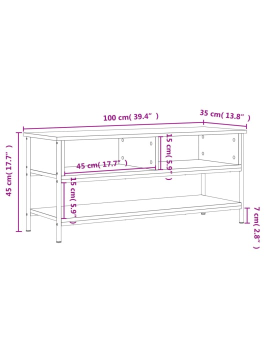 Tv plaukts, 100x35x45 cm, inženierijas koks, melns