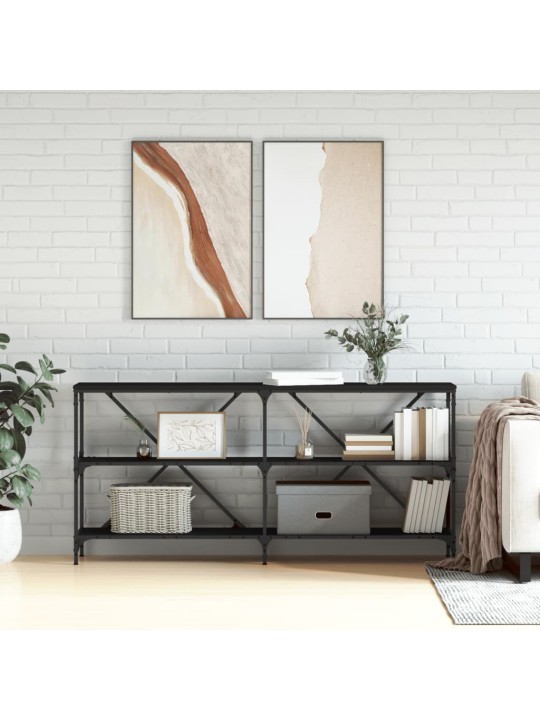 Konsoles galdiņš, melns, 160x30x75cm, inženierijas koks, dzelzs