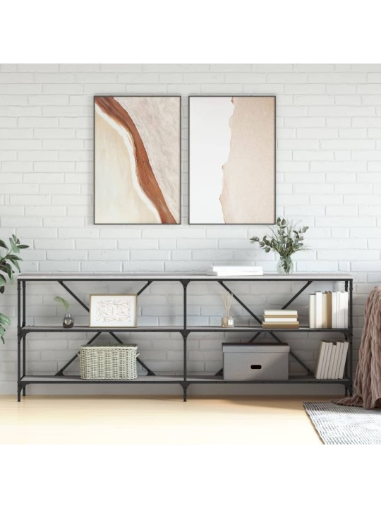 Konsoles galdiņš, pelēks, 200x30x75 cm, inženierijas koks