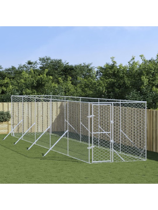 Suņu voljērs, sudraba krāsā, 2x10x2 m, cinkots tērauds