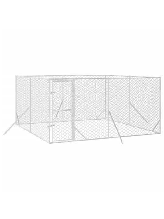 Suņu voljērs, sudraba krāsā, 4x4x2 m, cinkots tērauds