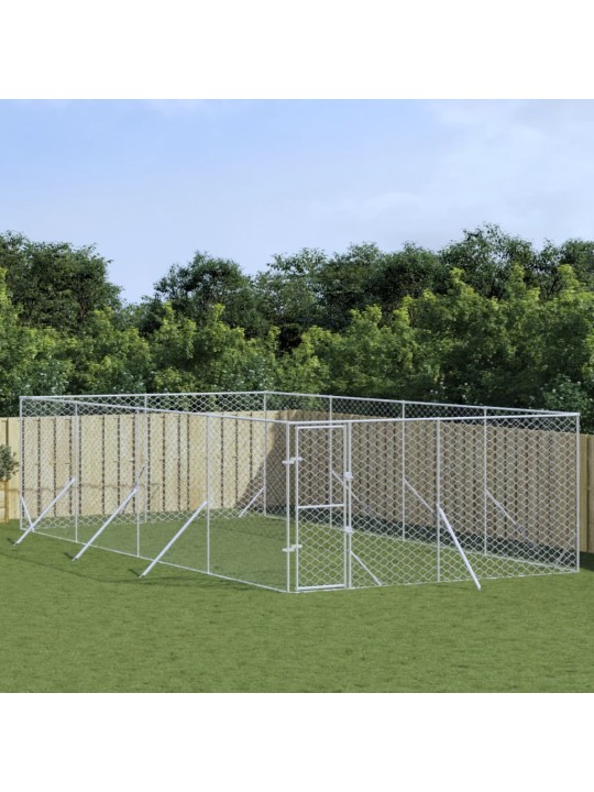 Suņu voljērs, sudraba krāsā, 4x8x2 m, cinkots tērauds