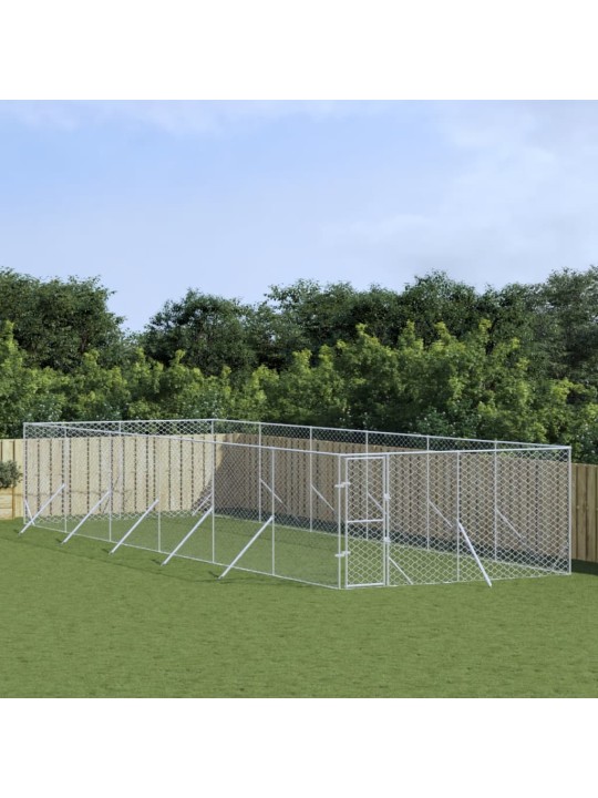 Suņu voljērs, sudraba krāsā, 4x12x2 m, cinkots tērauds