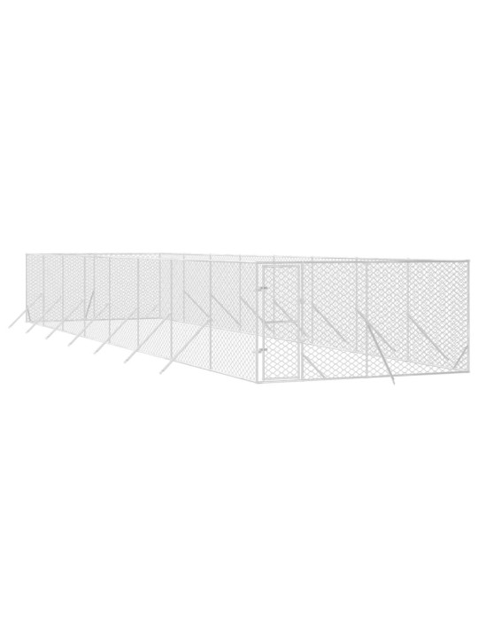 Suņu voljērs, sudraba krāsā, 4x16x2 m, cinkots tērauds