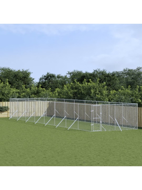 Suņu voljērs, sudraba krāsā, 4x16x2 m, cinkots tērauds