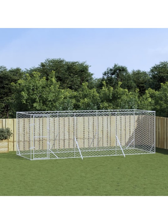 Suņu voljērs, sudraba krāsā, 6x2x2 m, cinkots tērauds