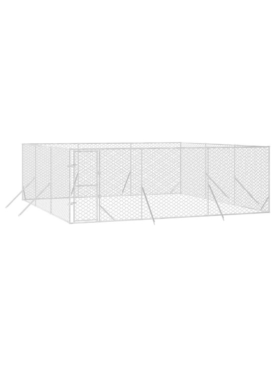 Suņu voljērs, 6x6x2 m, cinkots tērauds, sudraba krāsā