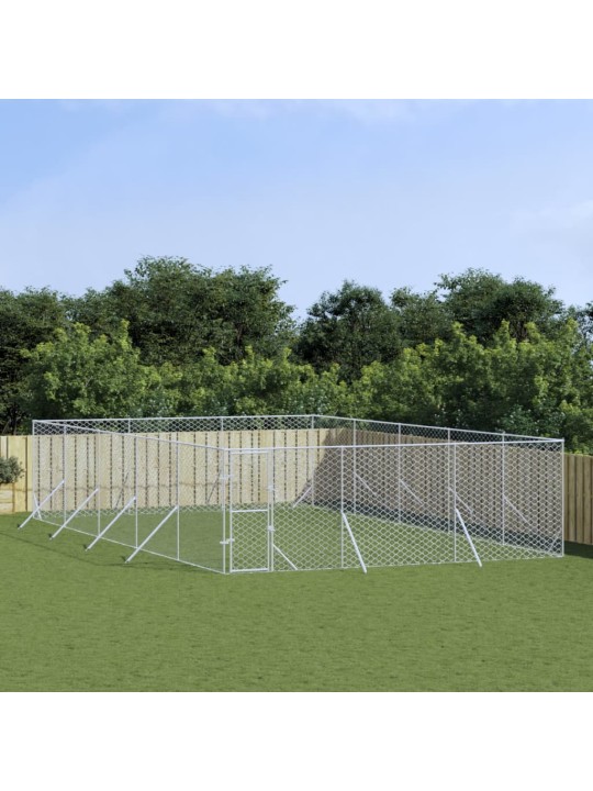 Suņu voljērs, sudraba krāsā, 6x10x2 m, cinkots tērauds