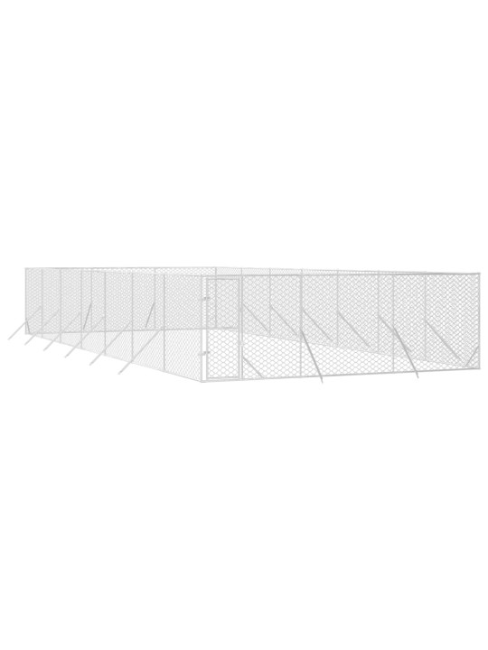 Suņu voljērs, 6x14x2 m, cinkots tērauds, sudraba krāsā