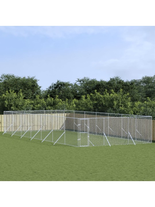 Suņu voljērs, 6x14x2 m, cinkots tērauds, sudraba krāsā