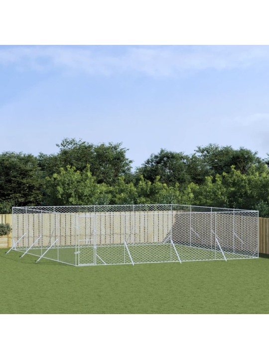 Suņu voljērs, 8x8x2 m, cinkots tērauds, sudraba krāsā