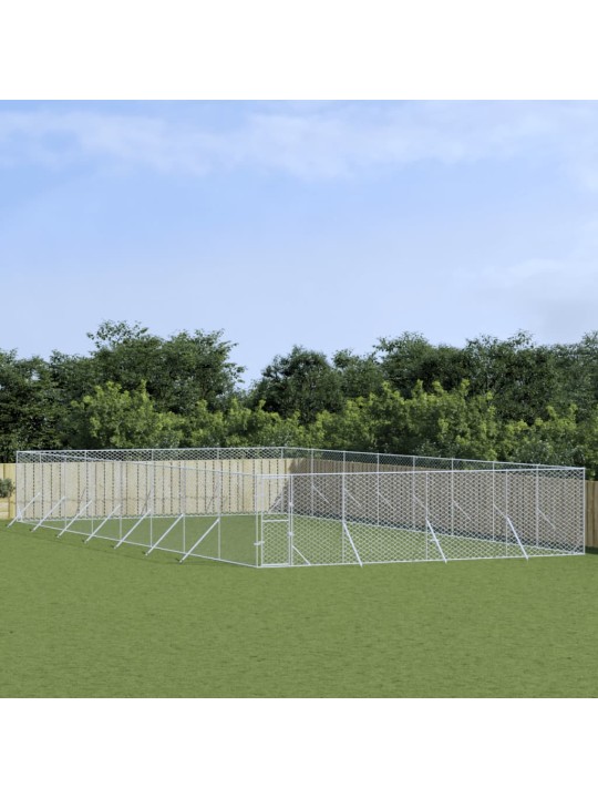 Suņu voljērs, 8x16x2 m, cinkots tērauds, sudraba krāsā
