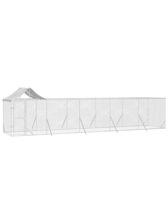 Suņu voljērs ar jumtu, 10x2x2,5m, cinkots tērauds,sudraba krāsā