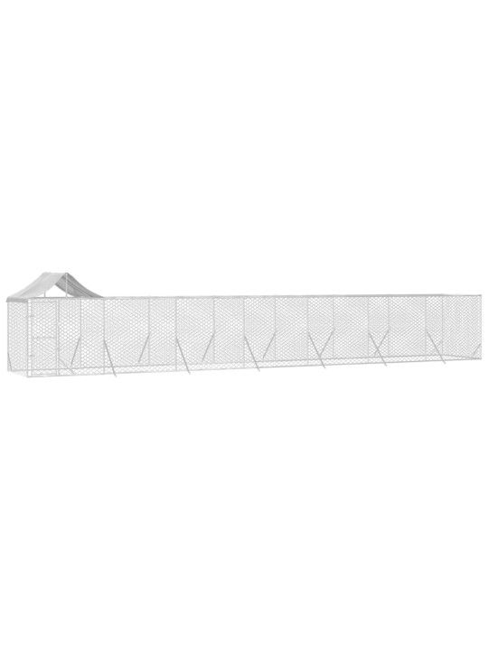 Suņu voljērs ar jumtu, 14x2x2,5m, cinkots tērauds,sudraba krāsā
